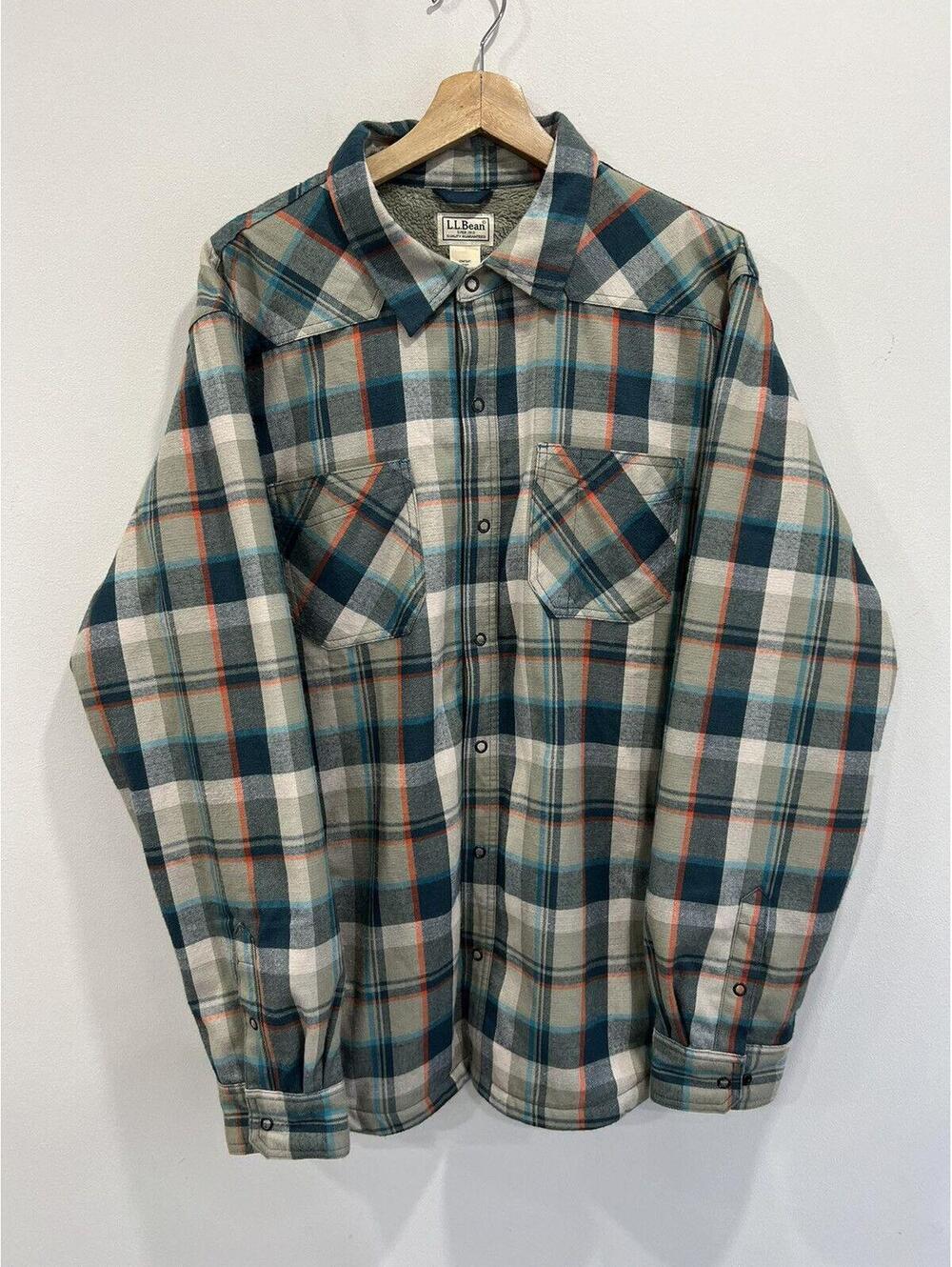 Vintage LL Bean Fleece Lined Plaid Button Up Shirt